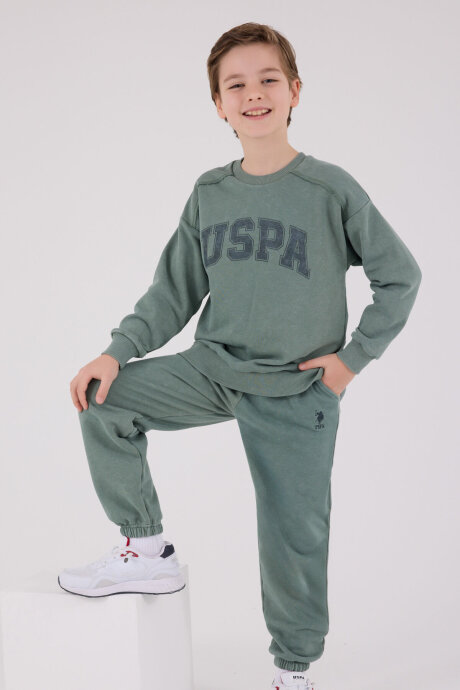U.S. Polo Assn. Erkek Çocuk Pamuklu Kışlık Regular Fit Yeşil Eşofman Takımı US2229-C-V1 - 3