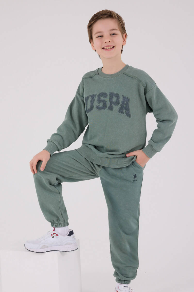 U.S. Polo Assn. Erkek Çocuk Pamuklu Kışlık Regular Fit Yeşil Eşofman Takımı US2229-C-V1 - 3