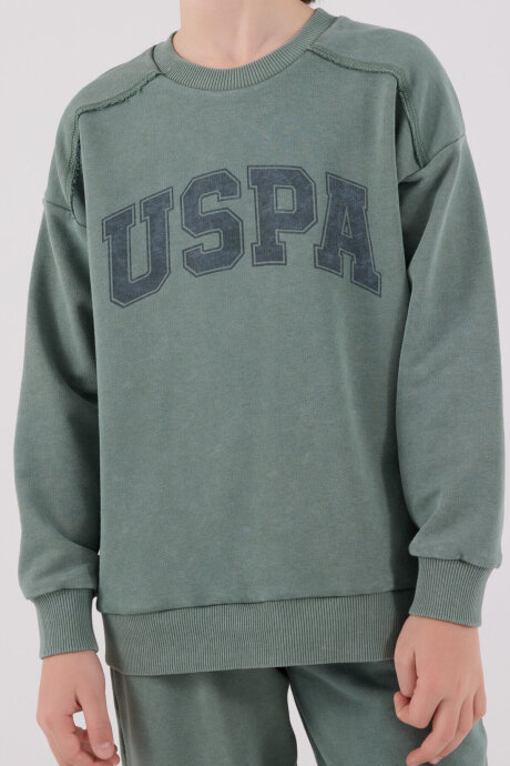 U.S. Polo Assn. Erkek Çocuk Pamuklu Kışlık Regular Fit Yeşil Eşofman Takımı US2229-C-V1 - 4