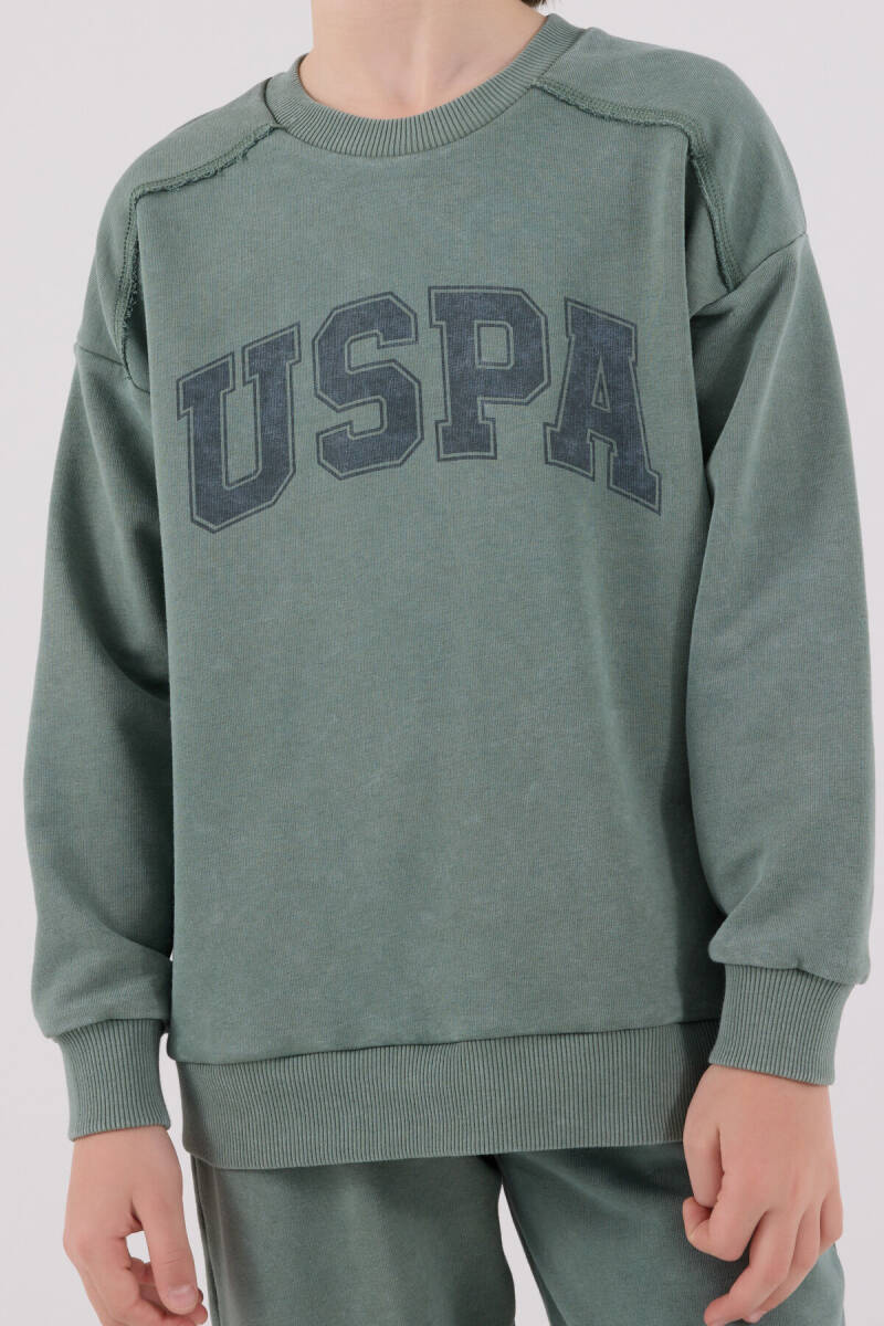 U.S. Polo Assn. Erkek Çocuk Pamuklu Kışlık Regular Fit Yeşil Eşofman Takımı US2229-C-V1 - 4