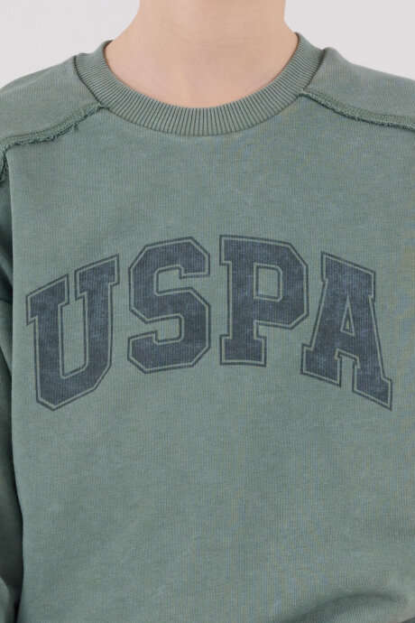 U.S. Polo Assn. Erkek Çocuk Pamuklu Kışlık Regular Fit Yeşil Eşofman Takımı US2229-C-V1 - 6