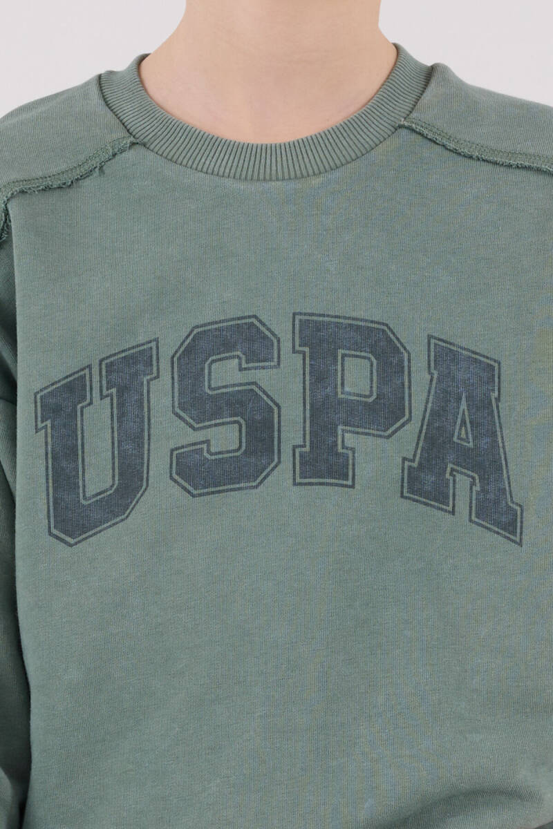 U.S. Polo Assn. Erkek Çocuk Pamuklu Kışlık Regular Fit Yeşil Eşofman Takımı US2229-C-V1 - 6