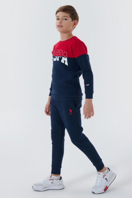 U.S. Polo Assn. Erkek Çocuk Pamuklu Bisiklet Yaka Empirme Baskılı Kışlık Regular Fit Lacivert Eşofman Takımı US1139-C-V3 - 3