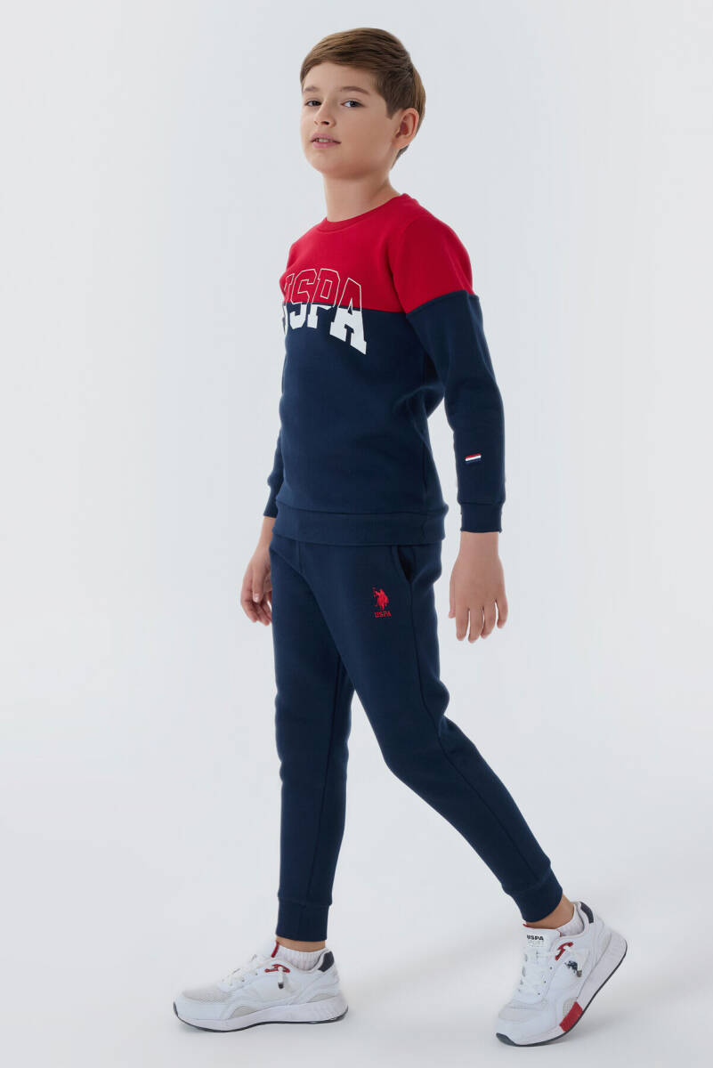U.S. Polo Assn. Erkek Çocuk Pamuklu Bisiklet Yaka Empirme Baskılı Kışlık Regular Fit Lacivert Eşofman Takımı US1139-C-V3 - 3