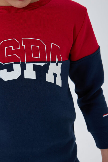 U.S. Polo Assn. Erkek Çocuk Pamuklu Bisiklet Yaka Empirme Baskılı Kışlık Regular Fit Lacivert Eşofman Takımı US1139-C-V3 - 4