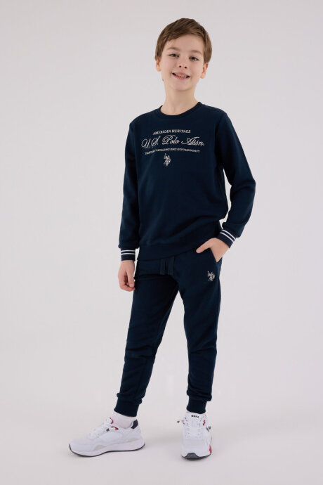 U.S. Polo Assn. Erkek Çocuk Pamuklu Kışlık Regular Fit Lacivert Eşofman Takımı US2225-C-V1 - 2
