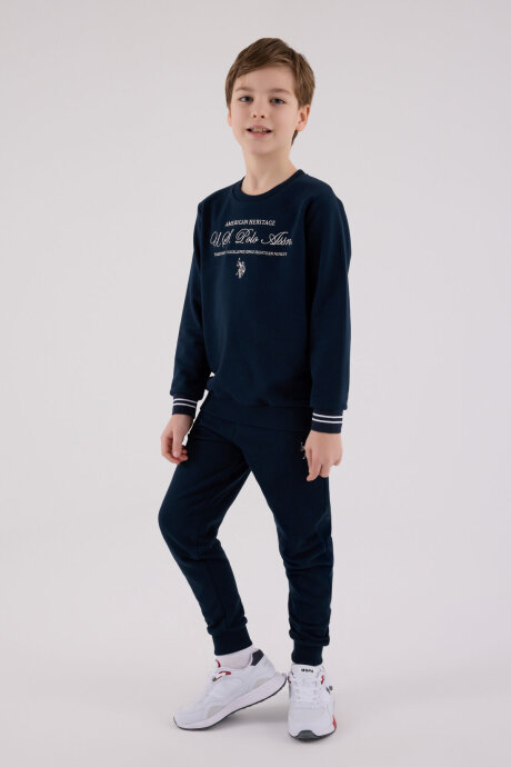 U.S. Polo Assn. Erkek Çocuk Pamuklu Kışlık Regular Fit Lacivert Eşofman Takımı US2225-C-V1 - 3
