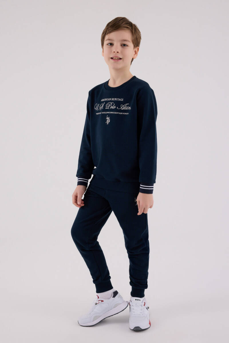 U.S. Polo Assn. Erkek Çocuk Pamuklu Kışlık Regular Fit Lacivert Eşofman Takımı US2225-C-V1 - 3