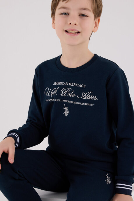 U.S. Polo Assn. Erkek Çocuk Pamuklu Kışlık Regular Fit Lacivert Eşofman Takımı US2225-C-V1 - 4