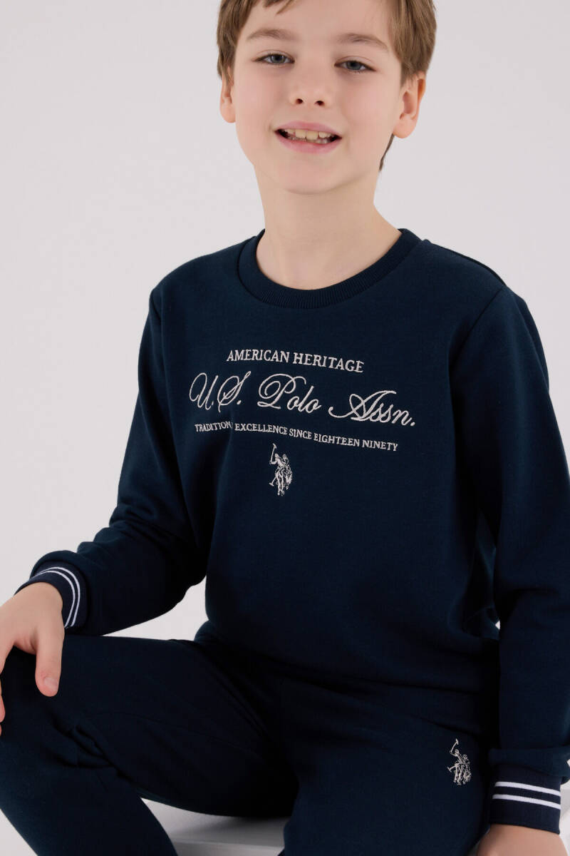 U.S. Polo Assn. Erkek Çocuk Pamuklu Kışlık Regular Fit Lacivert Eşofman Takımı US2225-C-V1 - 4