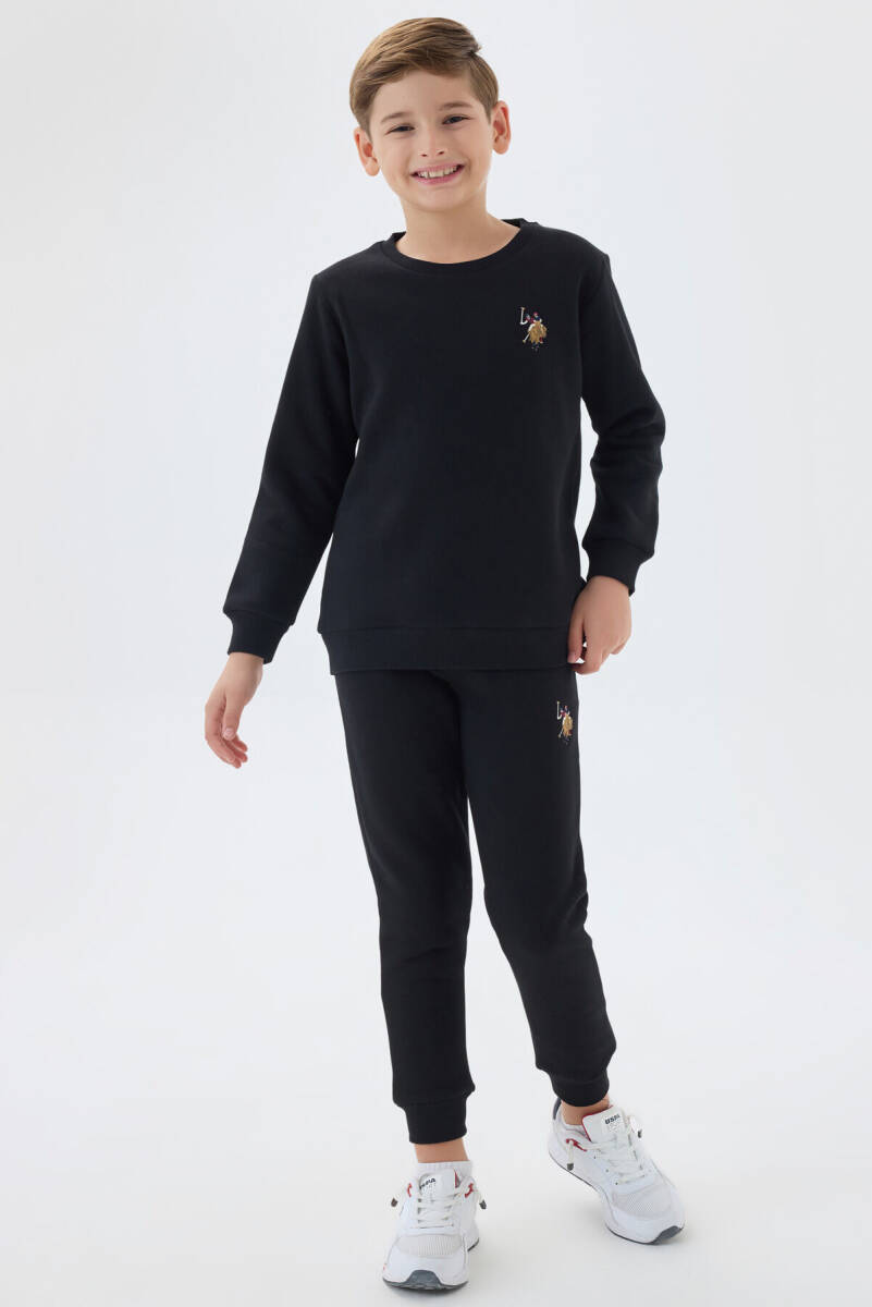 U.S. Polo Assn. Erkek Çocuk Bisiklet Yaka Nakışlı Kışlık Regular Fit Siyah Eşofman Takımı US1186-C-V5 - 3