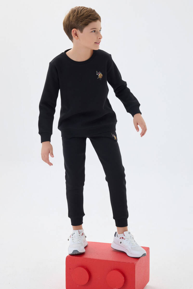 U.S. Polo Assn. Erkek Çocuk Bisiklet Yaka Nakışlı Kışlık Regular Fit Siyah Eşofman Takımı US1186-C-V5 - 2