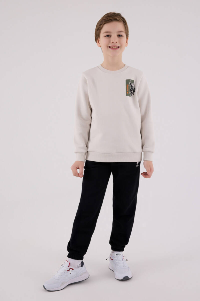 U.S. Polo Assn. Erkek Çocuk Pamuklu Bisiklet Yaka Pigment Baskılı Kışlık Regular Fit Gri Eşofman Takımı US2216-C-V2 - 3