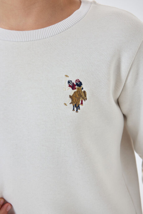 U.S. Polo Assn. Erkek Çocuk Bisiklet Yaka Pigment Baskılı Kışlık Regular Fit Beyaz Eşofman Takımı US1186-C-V8 - 6