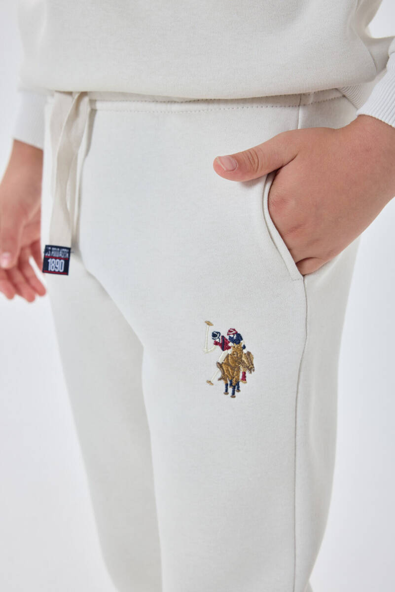 U.S. Polo Assn. Erkek Çocuk Bisiklet Yaka Pigment Baskılı Kışlık Regular Fit Beyaz Eşofman Takımı US1186-C-V8 - 2