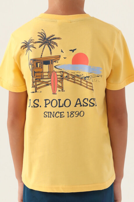 U.S. Polo Assn. Erkek Çocuk Bisiklet Yaka Pigment Baskılı Yazlık Regular Fit Sarı Pijama Takımı US1742-C-V2 - 4