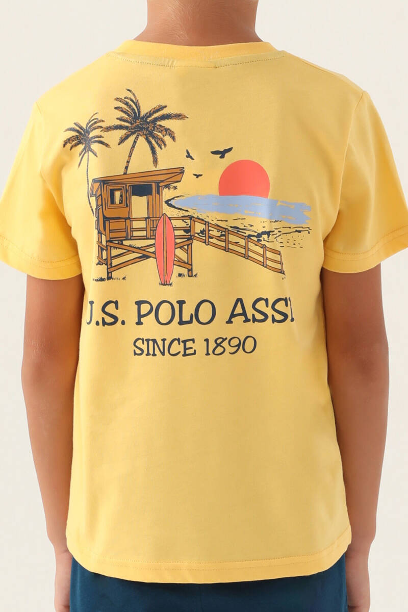 U.S. Polo Assn. Erkek Çocuk Bisiklet Yaka Pigment Baskılı Yazlık Regular Fit Sarı Pijama Takımı US1742-C-V2 - 4