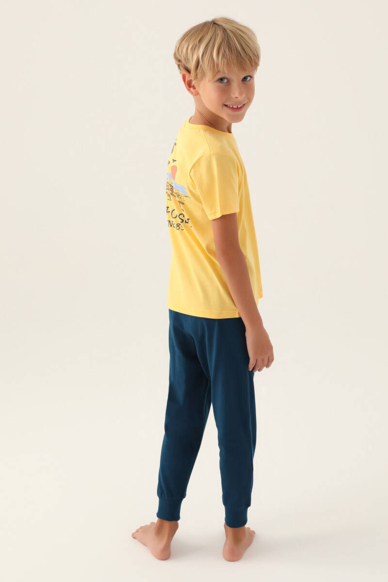 U.S. Polo Assn. Erkek Çocuk Bisiklet Yaka Pigment Baskılı Yazlık Regular Fit Sarı Pijama Takımı US1742-C-V2 - 5