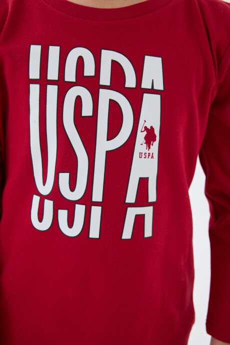 U.S. Polo Assn. Erkek Çocuk Bisiklet Yaka Pigment Baskılı Kışlık Regular Fit Kırmızı Pijama Takımı US2058-C-V1 (1)