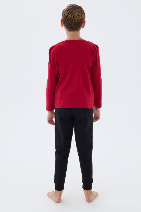 U.S. Polo Assn. Erkek Çocuk Bisiklet Yaka Pigment Baskılı Kışlık Regular Fit Kırmızı Pijama Takımı US2058-C-V1 - 3