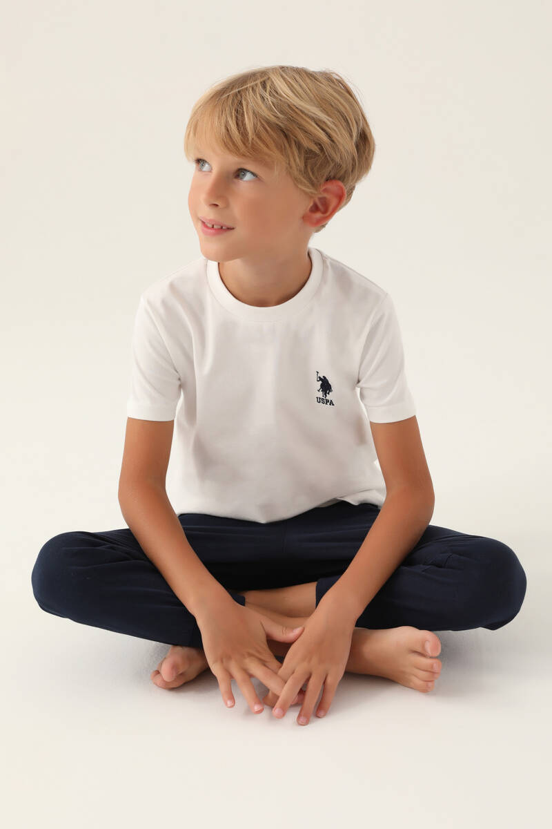 U.S. Polo Assn Lisanslı Palm Tree Krem Erkek Çocuk Pijama Takımı U.S. Polo Assn Lisanslı Palm Tree Krem Erkek Çocuk Pijama Takımı