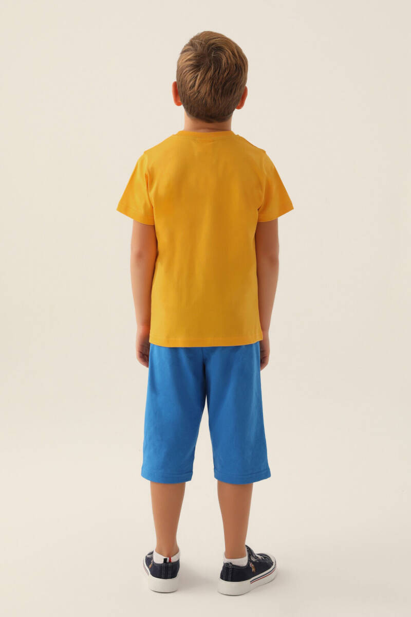 U.S. Polo Assn. Erkek Çocuk Pamuklu Bisiklet Yaka Pigment Baskılı Yazlık Regular Fit Sarı Kapri Takım US1736-C-V2 - 5