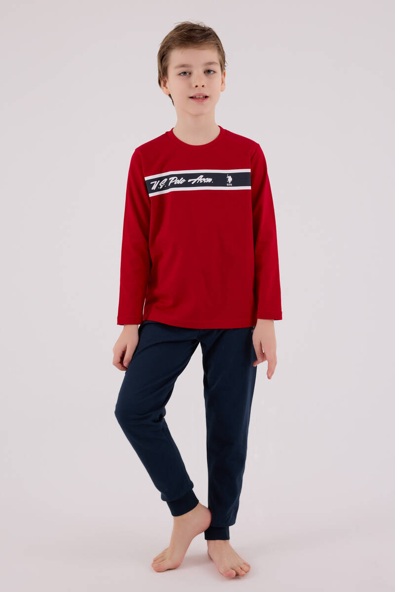 U.S. Polo Assn Erkek Çocuk Kırmızı Pijama Takımı