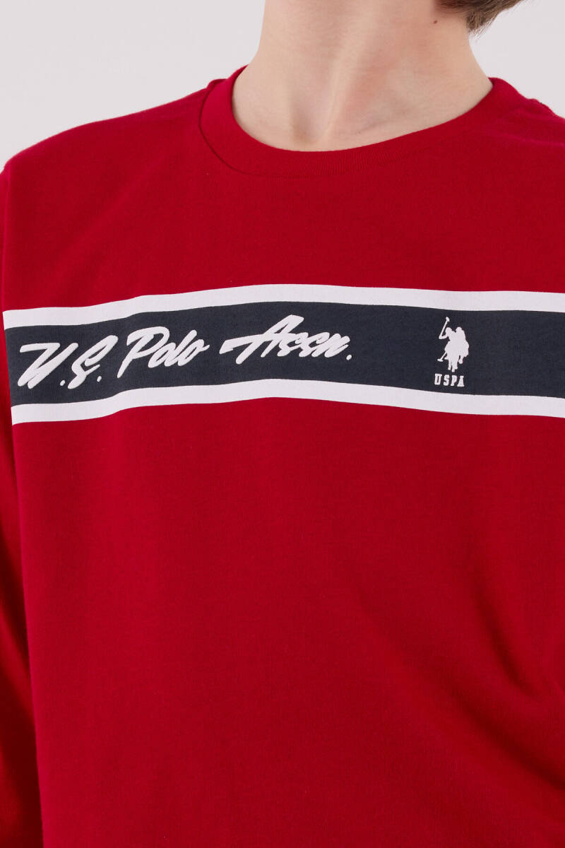 U.S. Polo Assn. Erkek Çocuk Pamuklu Bisiklet Yaka Pigment Baskılı Kışlık Regular Fit Kırmızı Pijama Takımı US2210-C-V1 - 6