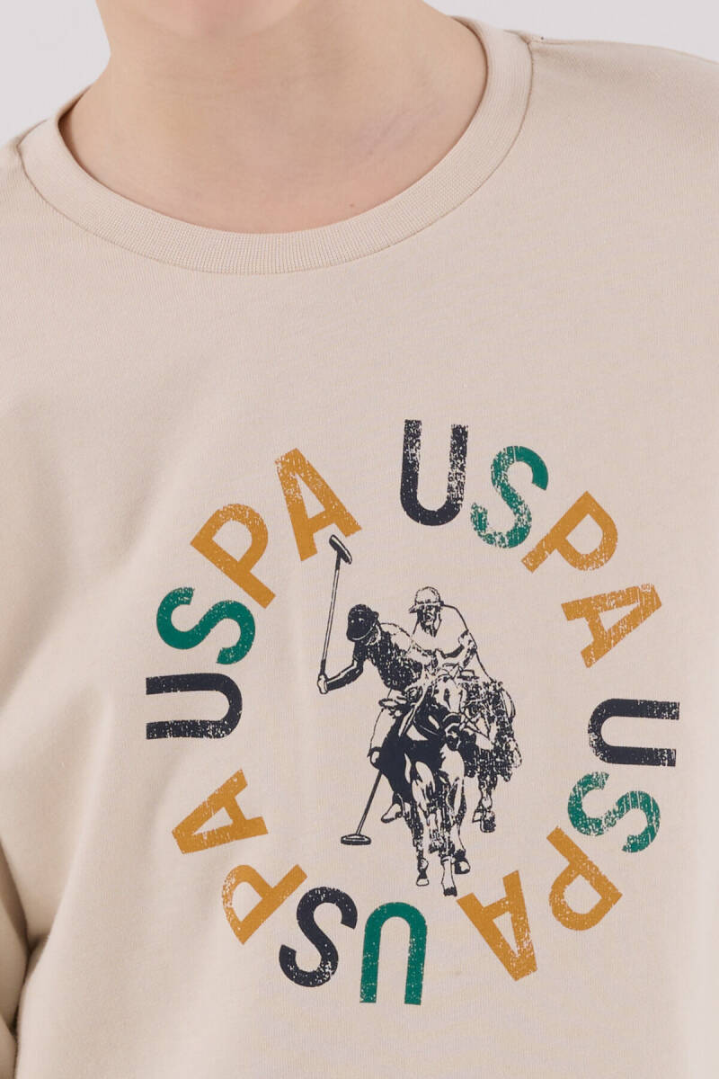 U.S. Polo Assn. Erkek Çocuk Pamuklu Kışlık Regular Fit Krem Pijama Takımı US2214-C-V2 - 6