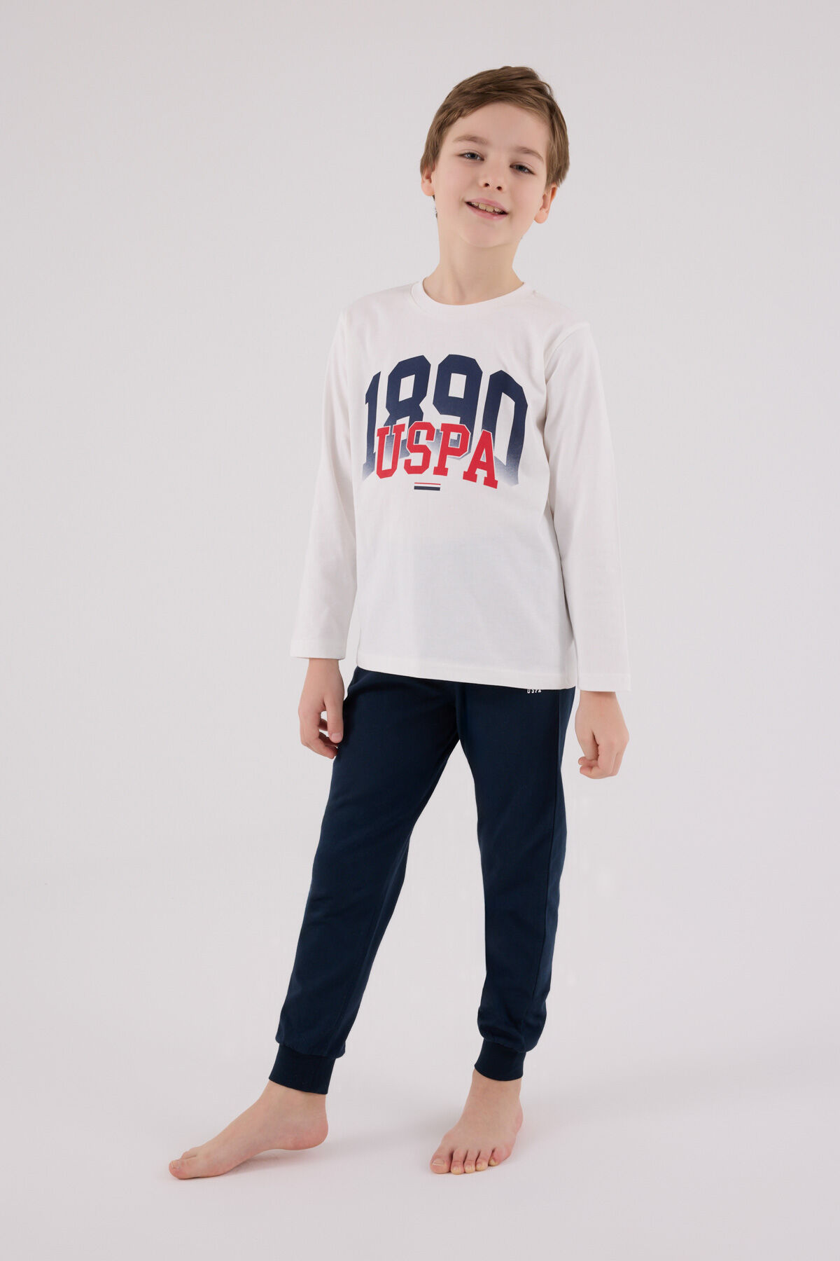 U.S. Polo Assn Erkek Çocuk Beyaz Pijama Takımı