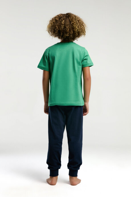 U.S. Polo Assn. Erkek Çocuk Pamuklu Bisiklet Yaka Pigment Baskılı Yazlık Regular Fit Yeşil Pijama Takımı US2032-C-V1 - 5