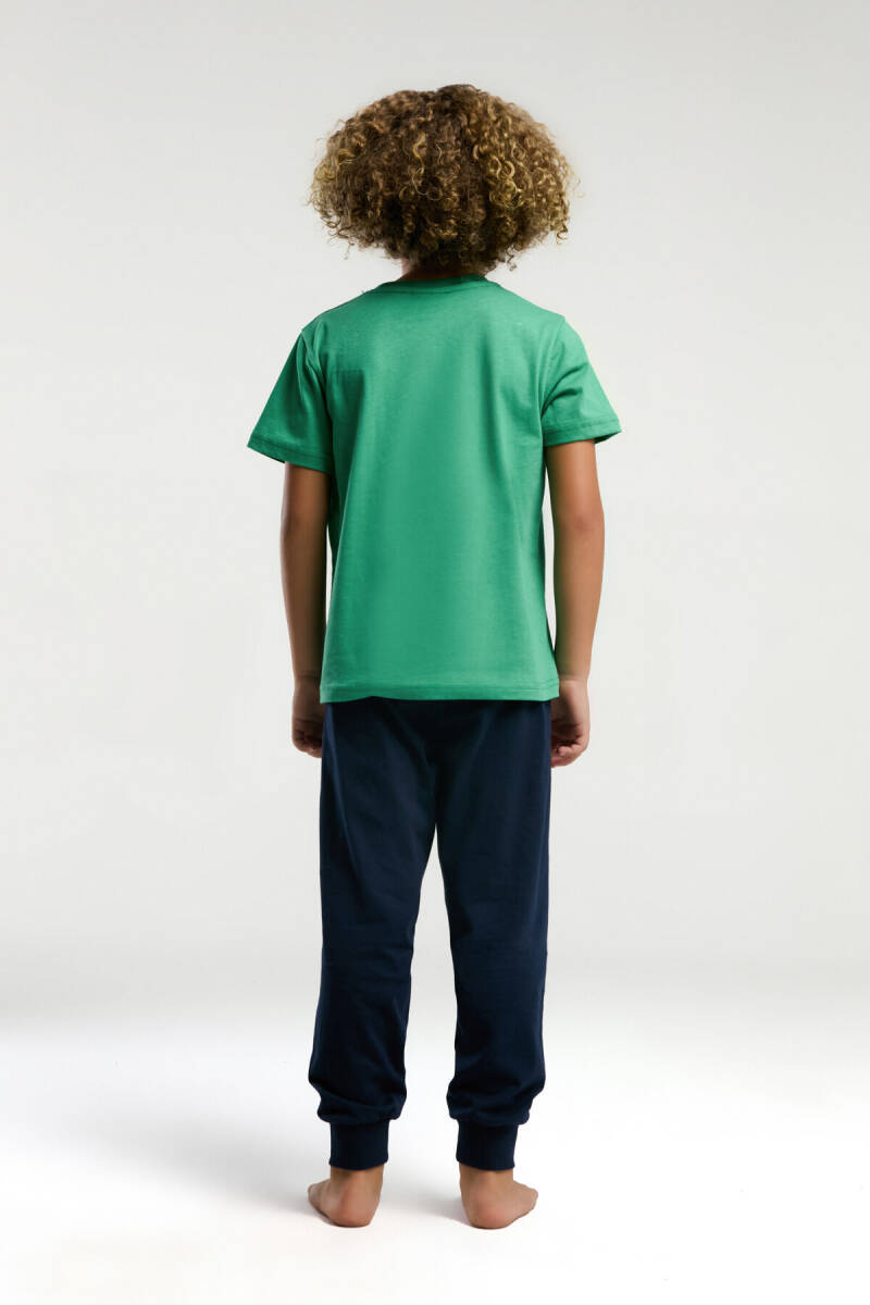 U.S. Polo Assn. Erkek Çocuk Pamuklu Bisiklet Yaka Pigment Baskılı Yazlık Regular Fit Yeşil Pijama Takımı US2032-C-V1 - 5