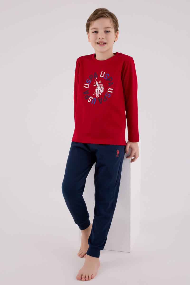 U.S. Polo Assn Erkek Çocuk Kırmızı Pijama Takımı