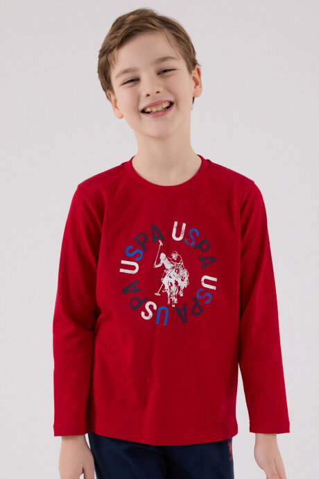 U.S. Polo Assn. Erkek Çocuk Kışlık Regular Fit Kırmızı Pijama Takımı US2214-C-V1 (1)