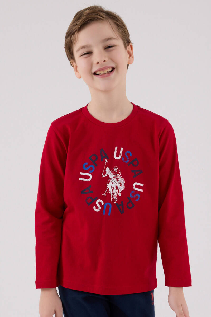 U.S. Polo Assn. Erkek Çocuk Pamuklu Kışlık Regular Fit Kırmızı Pijama Takımı US2214-C-V1 - 2