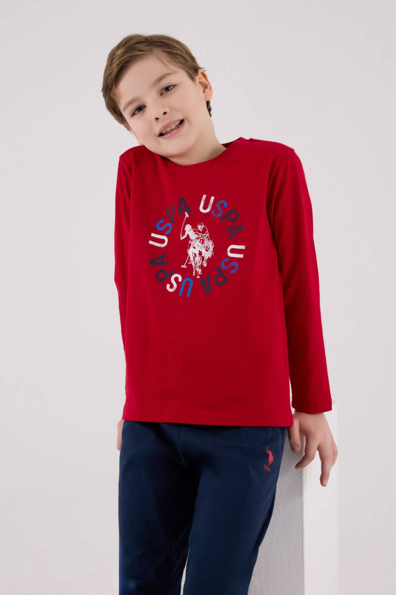 U.S. Polo Assn. Erkek Çocuk Pamuklu Kışlık Regular Fit Kırmızı Pijama Takımı US2214-C-V1 - 4