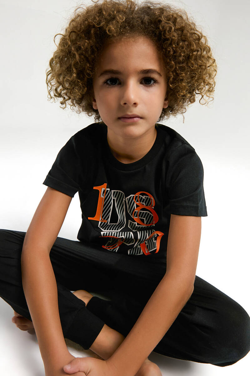 U.S. Polo Assn. Erkek Çocuk Siyah Kısa Kol Pijama Takım