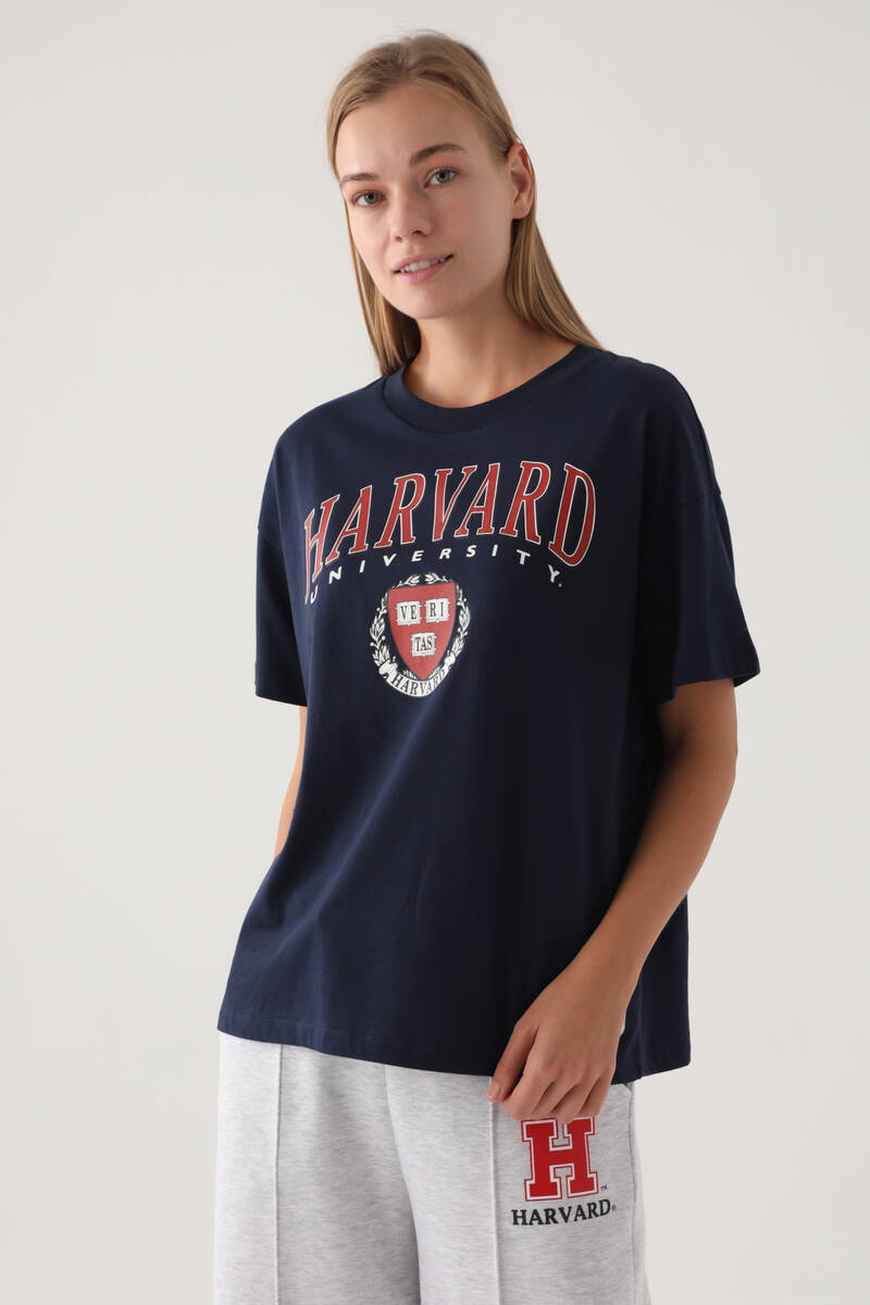 Harvard Lacivert Kadın T-Shirt