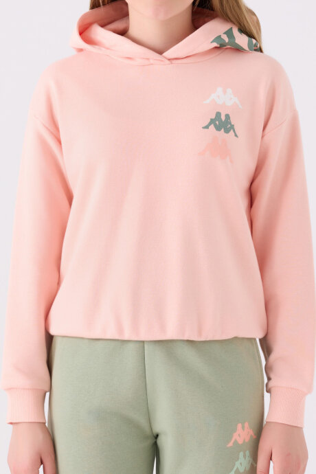 Kappa Kız Çocuk Pamuklu Kapüşonlu Pigment Baskılı Kışlık Regular Fit Pembe Sweatshirt 361X17W-C-V1 - 4
