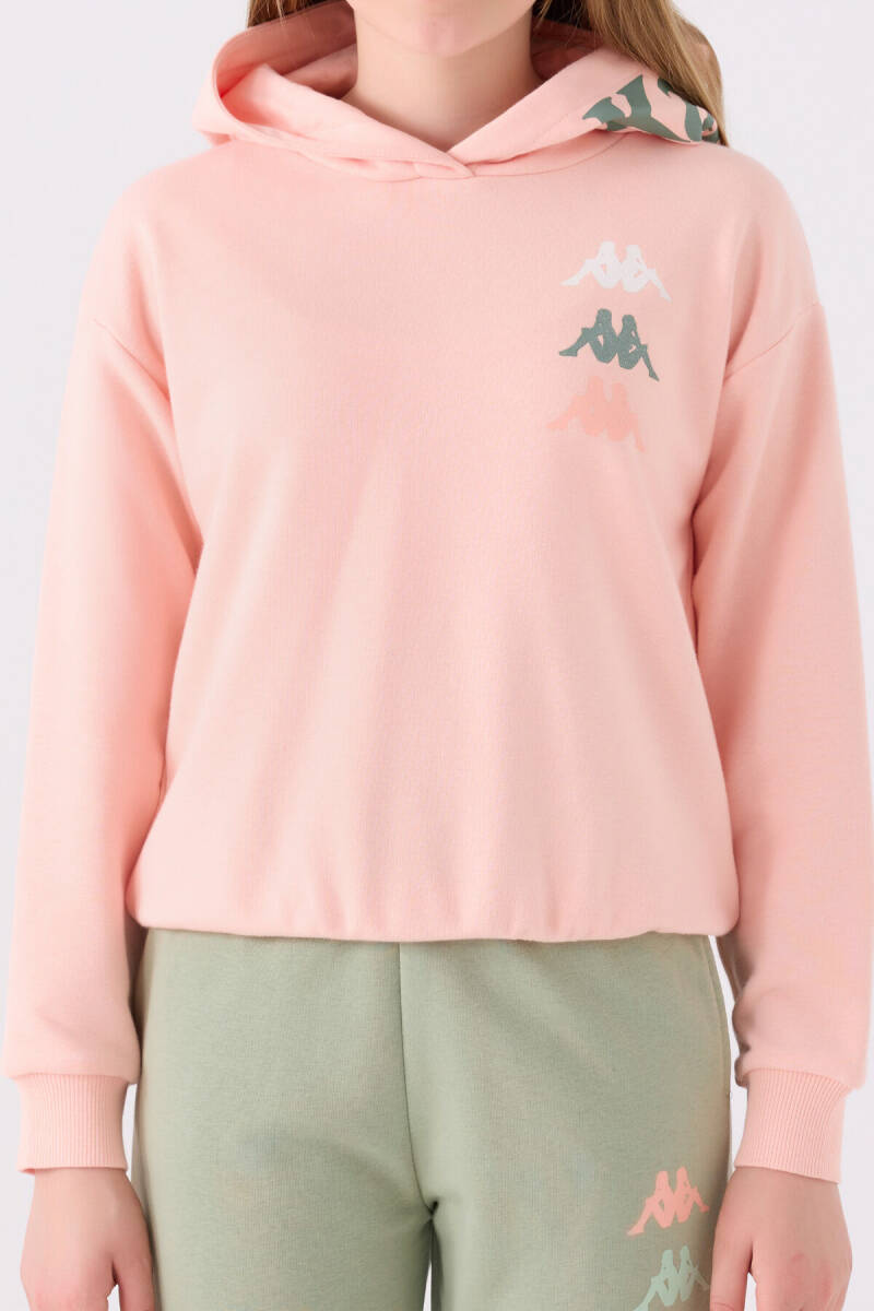 Kappa Kız Çocuk Pamuklu Kapüşonlu Pigment Baskılı Kışlık Regular Fit Pembe Sweatshirt 361X17W-C-V1 - 4