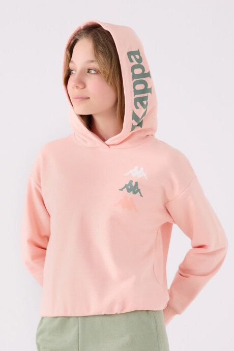 Kappa Kız Çocuk Pamuklu Kapüşonlu Pigment Baskılı Kışlık Regular Fit Pembe Sweatshirt 361X17W-C-V1 (1)