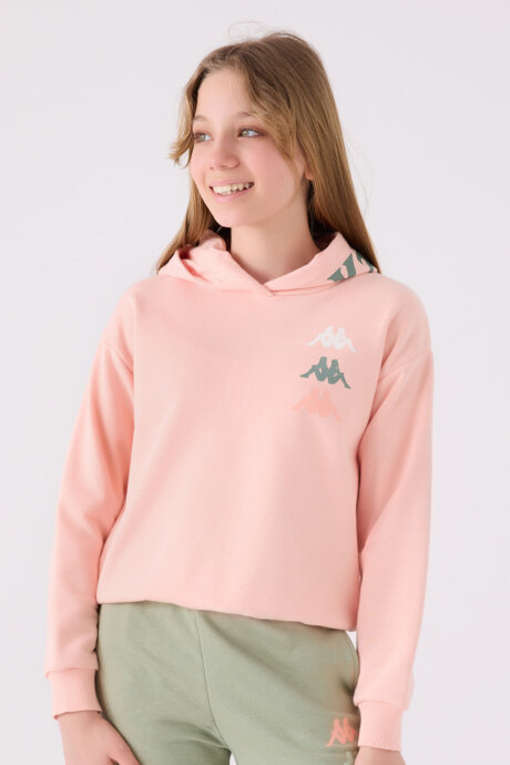 Kappa Kız Çocuk Pamuklu Kapüşonlu Pigment Baskılı Kışlık Regular Fit Pembe Sweatshirt 361X17W-C-V1 - 3