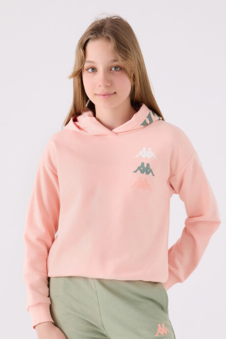Kappa Kız Çocuk Pamuklu Kapüşonlu Pigment Baskılı Kışlık Regular Fit Pembe Sweatshirt 361X17W-C-V1