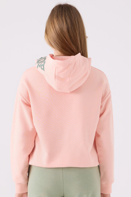 Kappa Kız Çocuk Pamuklu Kapüşonlu Pigment Baskılı Kışlık Regular Fit Pembe Sweatshirt 361X17W-C-V1 - 5