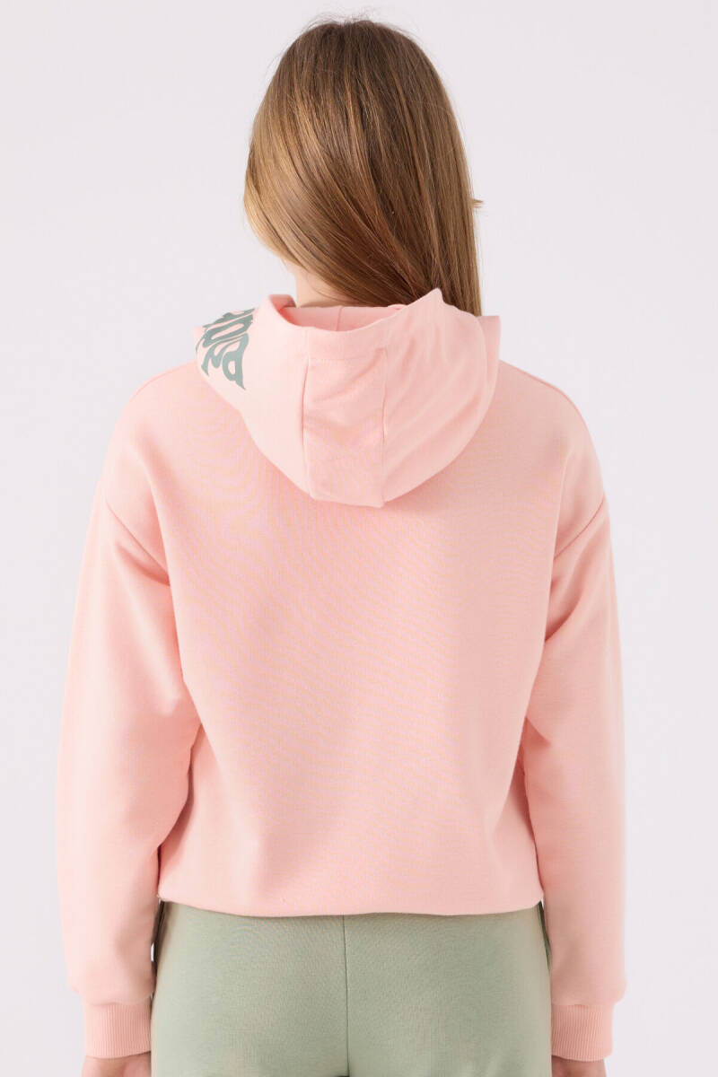 Kappa Kız Çocuk Pamuklu Kapüşonlu Pigment Baskılı Kışlık Regular Fit Pembe Sweatshirt 361X17W-C-V1 - 5
