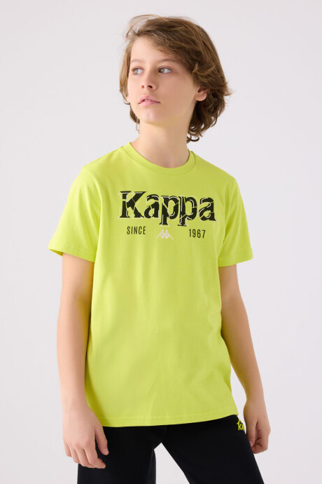 Kappa Erkek Çocuk Bisiklet Yaka Pigment Baskılı Kışlık Regular Fit Sarı T-Shirt 382632W-C-V1