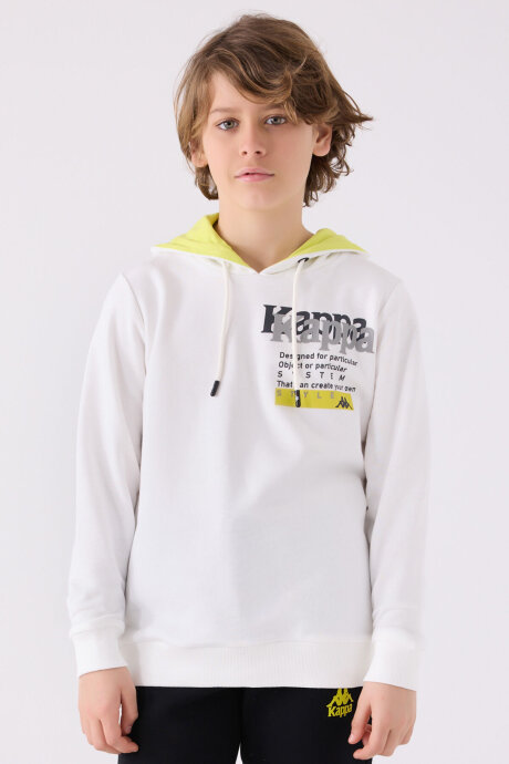 Kappa Erkek Çocuk Pamuklu Bisiklet Yaka Empirme Baskılı Kışlık Regular Fit Beyaz Sweatshirt 361W1IW-C-V1