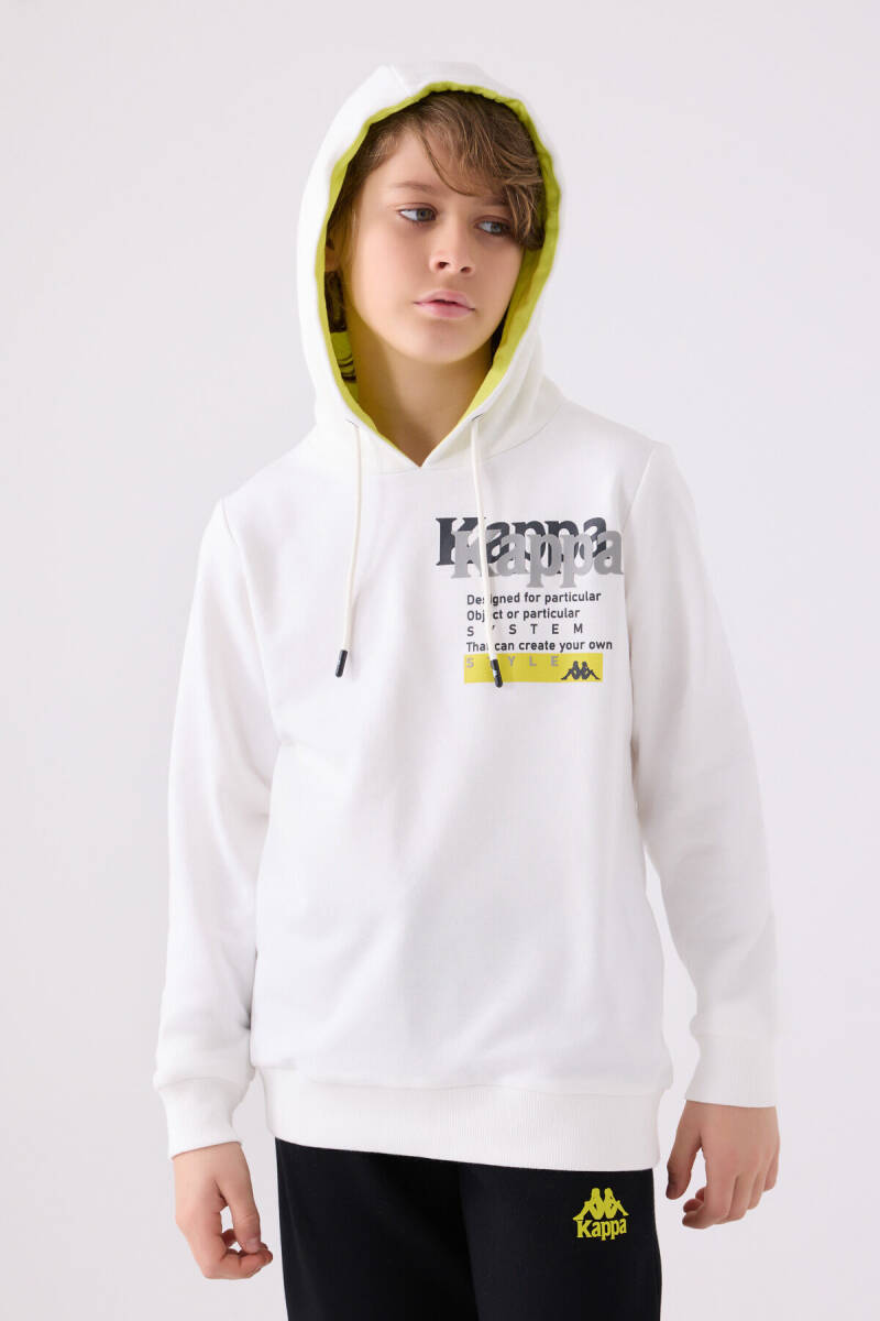 Kappa Erkek Çocuk Pamuklu Bisiklet Yaka Empirme Baskılı Kışlık Regular Fit Beyaz Sweatshirt 361W1IW-C-V1 - 2
