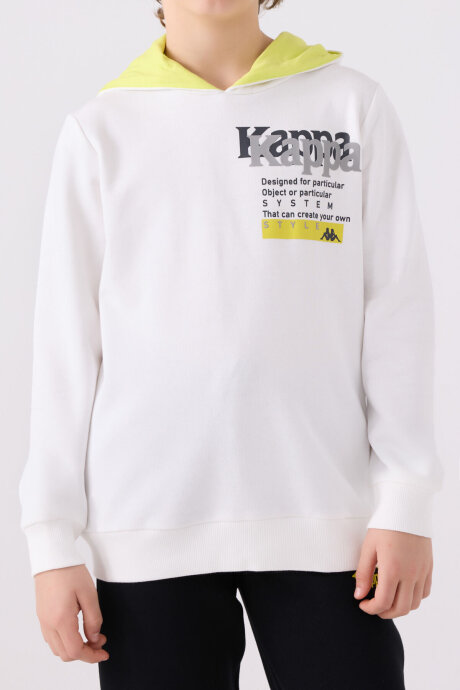 Kappa Erkek Çocuk Pamuklu Bisiklet Yaka Empirme Baskılı Kışlık Regular Fit Beyaz Sweatshirt 361W1IW-C-V1 - 4