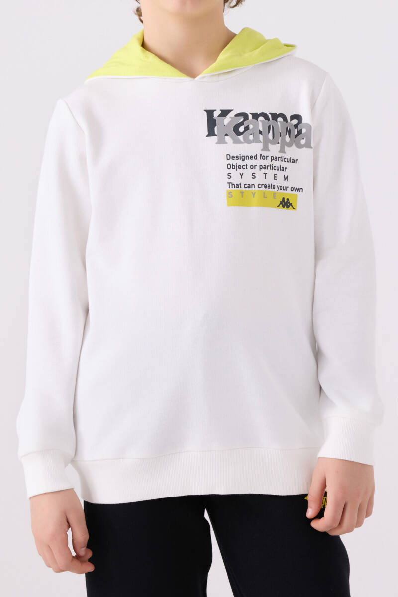 Kappa Erkek Çocuk Pamuklu Bisiklet Yaka Empirme Baskılı Kışlık Regular Fit Beyaz Sweatshirt 361W1IW-C-V1 - 4